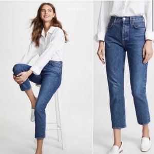 AGOLDE Riley High Rise Straight Crop Jeans Size 32 Blue Style A065D-1255